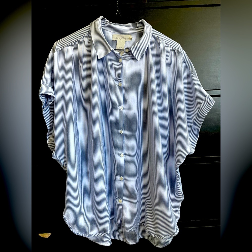 Stripe Button Down Short Sleeve